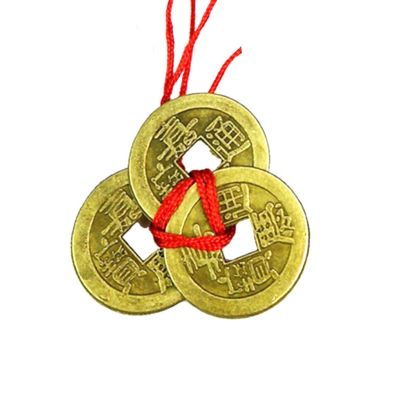 เหรียญนำโชคจากจีน3ชิ้นเงางามร่ำรวยเหรียญทองแดงอัลลอยด์ของจีน Kado Ulang Tahun