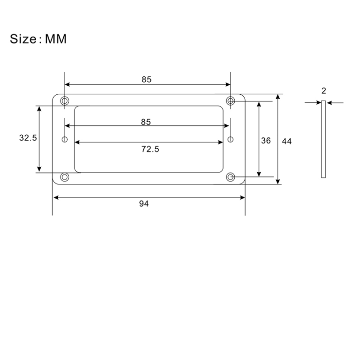 10pcs-chrome-metal-flat-base-pickup-humbucker-ring-for-electric-guitar-mounting-inside-frame-72-5mm-x-32-5mm