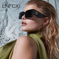【lz】✆✕◈  LNFCXI-Punk rebites óculos de sol para homens e mulheres Square Gradient Shades UV400 design de marca de luxo