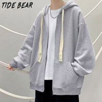 TIDE BEAR เสื้อกันหนาววัยรุ่นเสื้อสเวตเตอร์ถักแจ็คเก็ตลำลองแฟชั่นเรียบง่าย INS