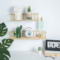 Wall Decoration Iron Frame Wall Shelf Floating Shelves Wall Mounted Storage Hanging Rack Organizer Shelf For Kid Room Livingroom