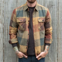 Fashion Printed Buttoned Shirts Men Casual Slim Turn-down Collar Coats Vintage Plaid Outerwear  New Autumn Mens Streetwear