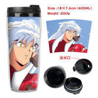 Inuyasha กาน้ำเด็กหญิงเด็กชายแก้วน้ำการ์ตูนพีวีซีแก้วน้ำพลาสติกมีฝาปิด,0000ฉนวนสองชั้นถ้วยน้ำสุดสร้างสรรค์