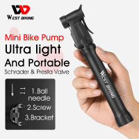 WEST BIKING Mini ปั๊มจักรยานแบบพกพาได้ MTB เบาพิเศษจักรยานเสือหมอบปั้มเติมลม Fit วาล์ว Presta Schrader Ball ปั๊มลมจักรยาน