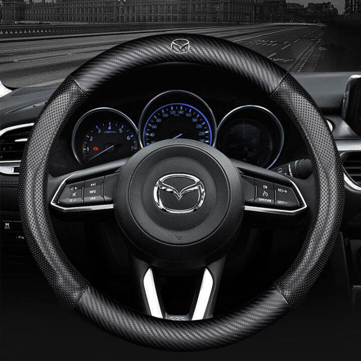 Carbon Fiber Breathable Premium Steering Wheel Cover for Mazda 2 3 6