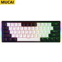 MUCAI สายไฟ RGB Backlit ถอดเปลี่ยนได้61คีย์,สวิทช์สีแดงแป้นพิมพ์เชิงกลสำหรับเล่นเกม USB MK61