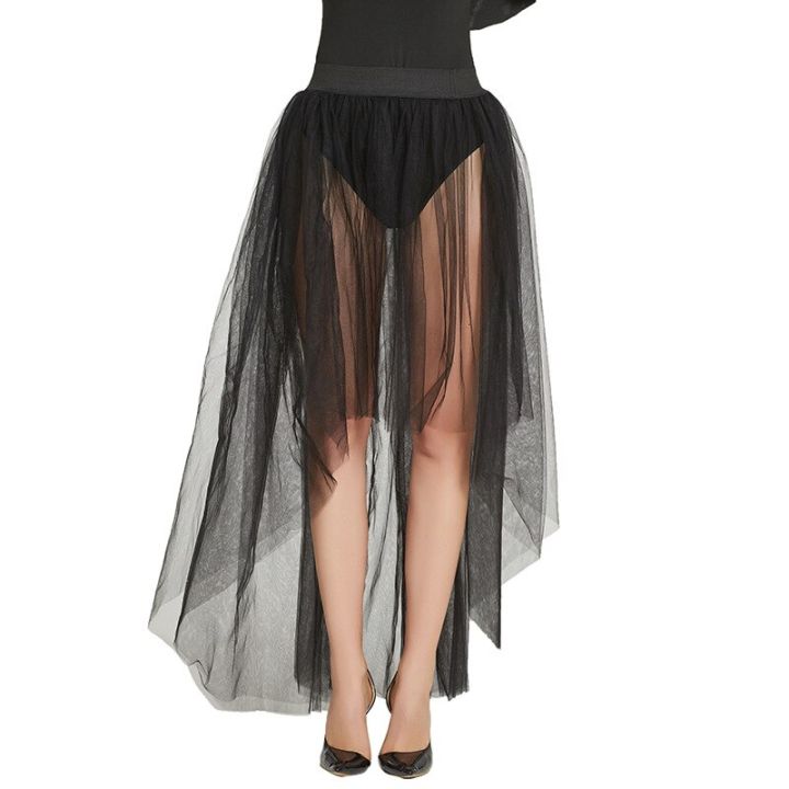 2022-new-design-sheer-one-layer-black-maxi-skirt-see-through-women-black-long-tulle-skirts