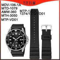 สายรัดข้อมือ22มม. สีดำสำหรับ MDV-106-1A MTD-1079 AMW-360 MTH-3050 MTP-1303 MTP-VD01/1374/1375/VD01สายนาฬิกาซิลิโคน