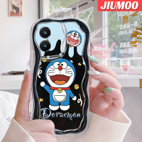 เคส JIUMOO สำหรับ VIVO Y22 Y22s เคสการ์ตูนแฮปปี้โดราเอมอนเนื้อครีมขอบคลื่นเคสมือถือกันกระแทกแบบใสนิ่มเคสโปร่งใสลายกล้องถ่ายรูปสร้างสรรค์เรียบง่ายฝาครอบป้องกันอ่อนโยน