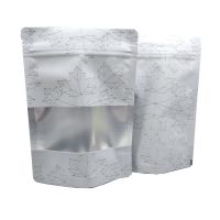 【DT】 hot  50Pcs White Aluminum Foil Zip Lock Stand Up Bag with Frosted Window Maple Leaf Printed Self Grip Seal Tear Notch Food Pouches