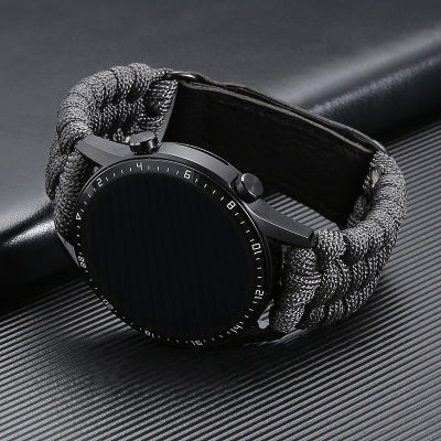 Aotelayer สายนาฬิกาอเนกประสงค์หัวแบนถักลาย20 22มม.,สายนาฬิกาข้อมือสไตล์เวลโครสีสันสดใสสำหรับ Galaxy Watch 3/4/5 41/45มม. 40/44มม. 42/46มม. สำหรับ H-Uawei GT3 GT 2e GT2สร้อยข้อมือเชือกไนล่อน