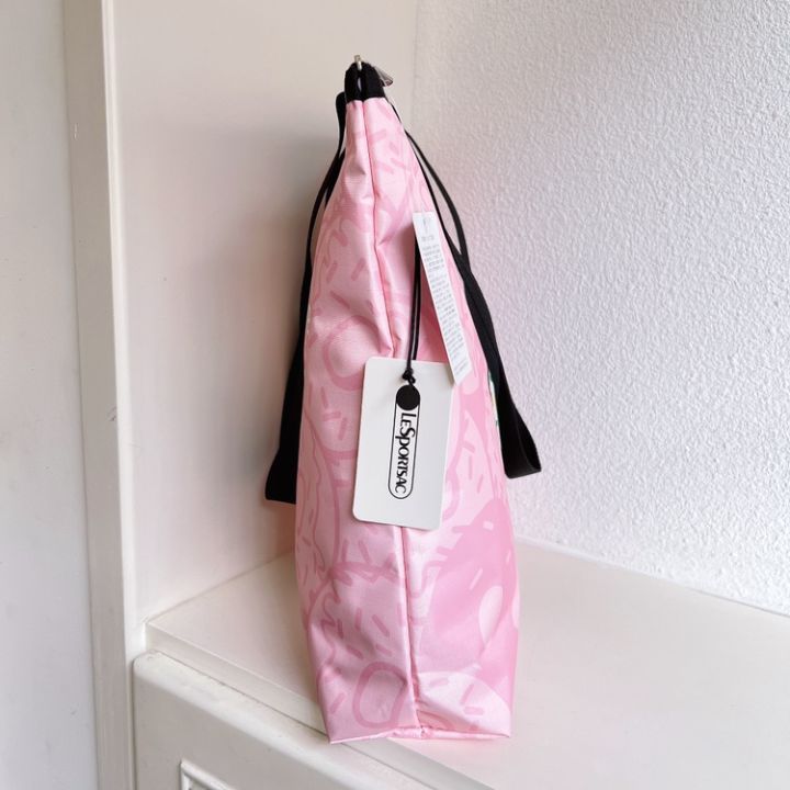 lesportsac-2023-ใหม่โดนัทสีชมพูพร็อพกระเป๋าถือกระเป๋าโท้ทความจุขนาดใหญ่3531