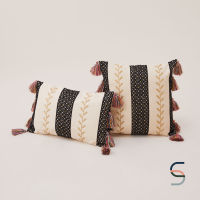 SARABARN Boho Cushion Cover With Tassels | ปลอกหมอนอิงมีพู่ ลายโบโฮ สีดำ