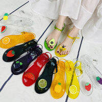 Women Fruit Sandals Transparent PVC Flat Flip-flop Sandal Ladies 2022 Summer Outdoor Fashion Non-slip Buckle Strap Beach Shoes