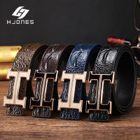 HJONES Men Leather Belt H Buckle Strap Elegant High Quality luxury brand for Business Men Cowboy L4