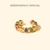 Shependence ต่างหูหนีบคริสตัลสีรุ้งฝังหุ้ม (Bezel Crystal Rainbow Ear Cuff)