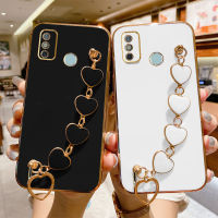 สำหรับ Itel เคส S16 P36 P36 A49 Casing Ponsel มีสายโซ่สุดหรูทำจากซิลิโคนเคลือบ6D แวววาวกรอบสี่เหลี่ยมจัตุรัสเคลือบเงาวาวเป็นซิลิโคนกันกระแทกสำหรับสาวอินเทอร์