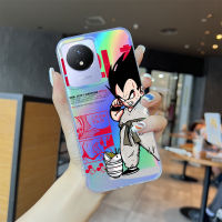 เคสโทรศัพท์สำหรับ Vivo Y02 Y16 Vivo Y22 Y22S Y76อนิเมะ5G (มังกร) การ์ตูน Son Goku เรนโบว์โทรศัพท์สลายเลเซอร์เคสโทรศัพท์ขอบบางเฉียบ TPU นุ่มมากเคสกันกระแทกมีสีสันในตัวบัตรเลเซอร์