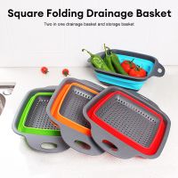 【CC】Folding Drain Basket Fruit Vegetable Washing Basket Strainer Collapsible Colander Drainer Kitchen Storage Tool