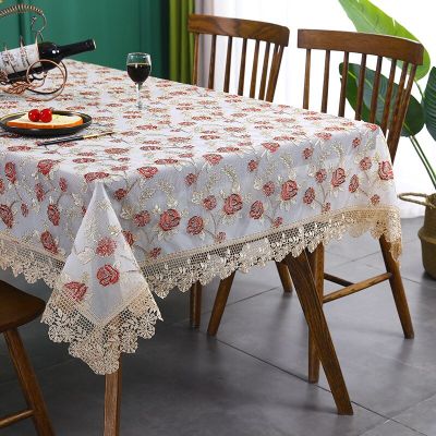 Luxury Table-Cloth Lace Embroidery Table Cloth for Home Hotel Wedding Banquet Party Table Cloths Furniture Cover Home Dust Cover