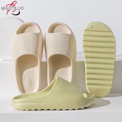 ☊℗﹍ QiaoYiLuoรองเท้าแตะแบบสวม กันลื่น รองเท้าชายหาด สำหรับผู้ชายและผู้หญิง มี 4 สีให้เลือก