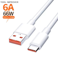 เครื่องมือ IMPROVER 2เมตร6A 66W USB ซูเปอร์สายชาร์จแบบเร็ว Type-C สำหรับ Xiaomi Huawei