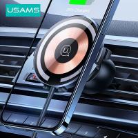 USAMS Magnetic Wireless Car Charger 15W Transparent Fast Wireless Charging Phone Holder in Car For iPhone 14 13 12 11 Pro Max Car Chargers