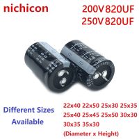 ชิ้น/ล็อต2 Nichicon 820UF 200V 250V 22X40 250V820uF 200v820uF/50 25X30/35/40/45/50 30x3 0/35 35X30แบบ Snap-In ตัวเก็บประจุ PSU