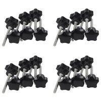 24 Pcs M6 x 50 mm Locking Star-Shaped Plastic Head Male Thread Knob Grip