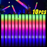 1/10Pcs LED Glow Foam Stick Colorful RGB Luminous Fluorescent Foam Stick Cheer Tube Dark Light Christmas Birthday Party Supplies