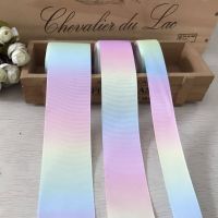 ][[ 2Meter/Lot 25/38/50Mm Gradient Color Rainbow Printed Grosgrain Rions Diy Headwear Hair Bow Decor Gift Wrap Wedding Party Decor