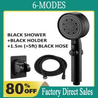 Shower Head Water Saving Black 6 Mode Adjustable High Pressure Shower One-key Stop Water Massage Eco Shower Bathroom Accessories Showerheads