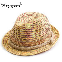 [hot]Women Bohemian Straw Hat Colorful Woven Panama Cap Summer Beach Travel Sun Visor Female Retro Cowboy Hats Cool Breathable Bonnet