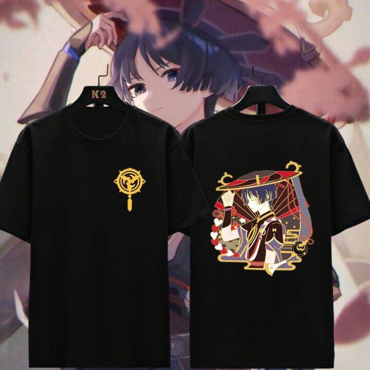 ผ้าฝ้ายแท้ Genshin Impact Scaramouche เกมแฟชั่นเสื้อยืดUnisex น่ารัก ...