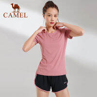 Cameljeans ชุดออกกำลังกายกลางแจ้งเสื้อยืดสตรี Slim Fit ชุดโยคะแน่นฤดูร้อนแขนสั้น Sportswear