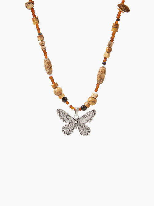 Cider Butterfly Beaded Necklace Lazada.co.th