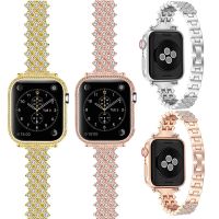 ✑☸□ Diamond Stainless Steel Watch Strap for Apple Watch 40mm 44mm 38mm 42mm Band for Iwatch Series 6 5 4 3 2 1 Luxury Loop Correas