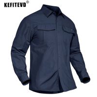 KEFITEVD Mens Tactical Shirts Military Combat Long Sleeve Shirts Skin Protection Outdoor Walking Camping Hiking Shirts