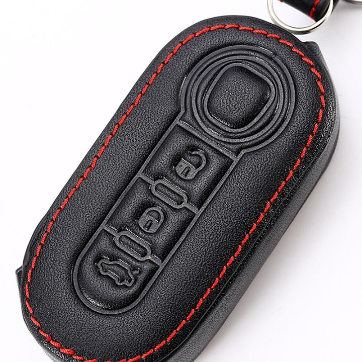 car-styling-genuine-leather-car-key-chain-ring-cover-case-3-buttons-fold-for-fiat-500-panda-punto-bravo