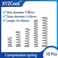 ✖♕◐ 10Pcs spring 1.0 mm compression spring small pressure release mechanical return coil spring steel wire outer diameter 5-20mm