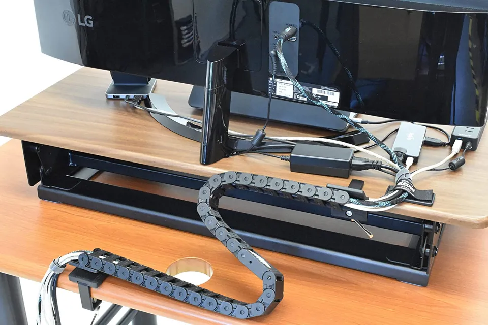 Quality Clever PivyCord-V Flex Chain Raceway Cable Management Solution for Sit-Stand Variable Height Desks, Flexible Cable Raceway to Hide, Organize