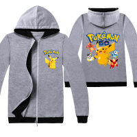 Pikachuเด็กซิปเสื้อแขนยาวHooded Coatเสื้อกันหนาวเด็กฝ้ายเสื้อแขนยาวซิปเสื้อสเวตเตอร์ถักC1433เสื้อผ้าเด็กใส่ลำลองสำหรับฤดูใบไม้ร่วงฤดูหนาวหลวมเสื้อคาร์ดิแกนกีฬา