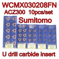 WCMX030208FN ACZ300 10 ชิ้น / ชุด Sumitomo CNC U เจาะคาร์ไบด์แทรกการประมวลผลอลูมิเนียมเหล็กหล่อโลหะผสมเหล็ก ฯลฯ