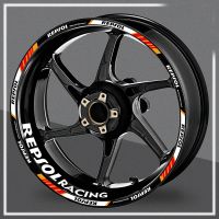 Reflective Motorcycle Wheel Stickers Racing Rim Strips Decals 17" Hub Accessories For HONDA Repsol HRC CBR KTM YAMAHA KAWASAKI Wall Stickers Decals