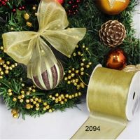 【YF】◆☇☜  63MM X 25yards Net gold metallic ribbon gift packaging wired edge N2094