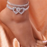 【cw】 Ins Color Rhinestone Anklet Hollow Out Foot Ankle Fashion Leg Chain Jewelry