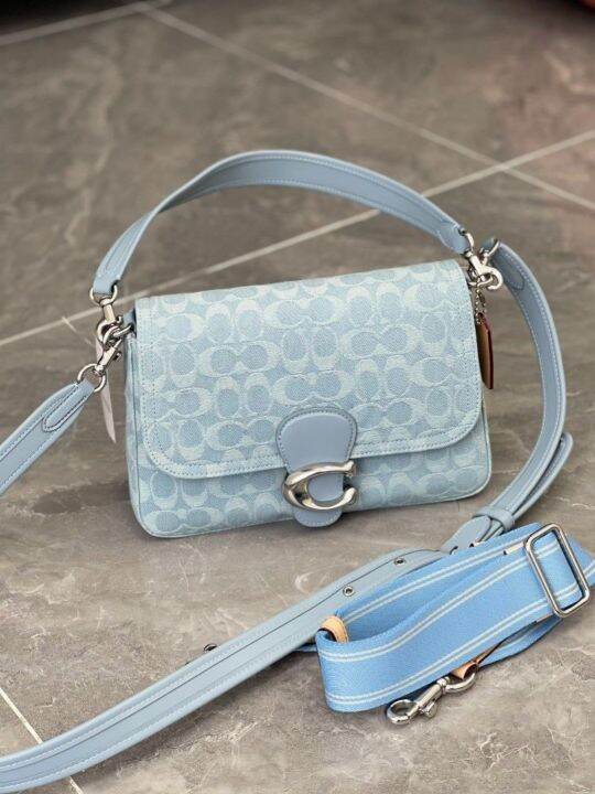 Coach Soft Tabby Shoulder Bag in Signature Denim Pale Blue Women