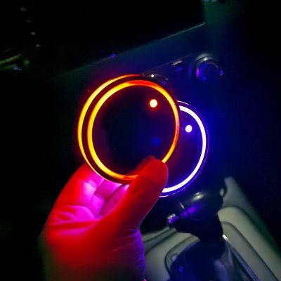 npuh 7 Colors LEDLuminous Coaster Water Cup Bottle Pad Accessories For Volvo S40 S60 S80 XC60 XC90 V40 V60 C30 XC70 V70