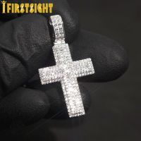 New Iced Out Bling Rectangle CZ Cross Pendant Necklace Gold Silver Color Charm Hip Hop Religious Fashion Mens Women Jewelry Fashion Chain Necklaces