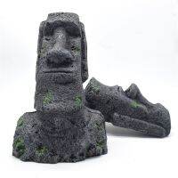 Large Size Easter Island Stone Statue Resin Ornament Fish Tank Aquarium Decoration Reptile Tank Artificial Stone Home Decor